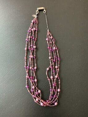 Lia Sophia Multi-Strand Pink and Purple Beaded Necklace